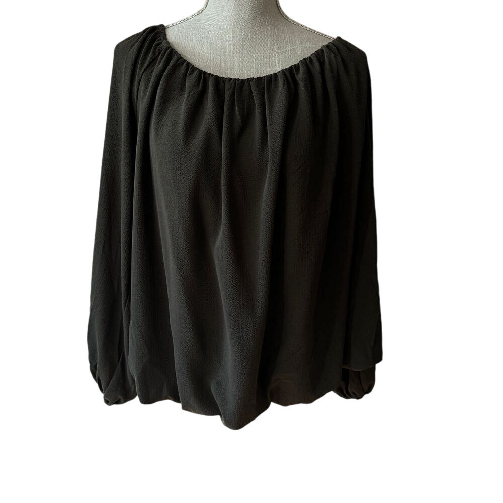Perfectly Priscilla Top Womens 3X Brown Crepe Blouse‎ Minimalist Chic Soft Girl